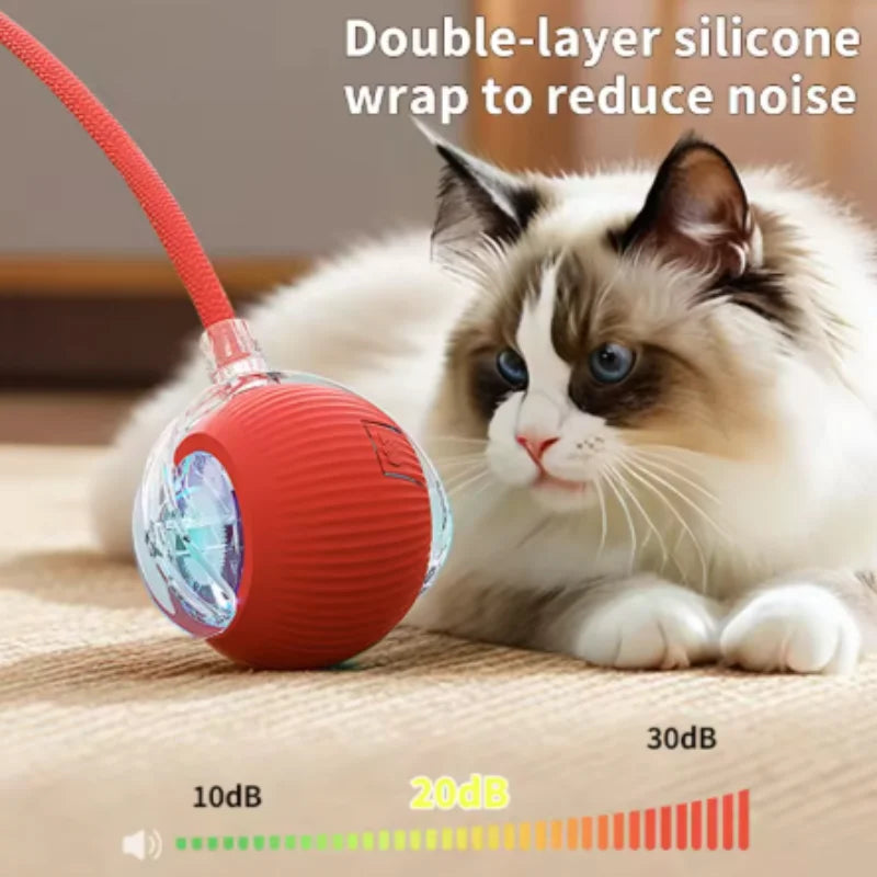 New Automatic Interactive Cat Ball Toy Rechargeable Smart Electric Rolling Ball with Faux Tail for Dog and Cat Training