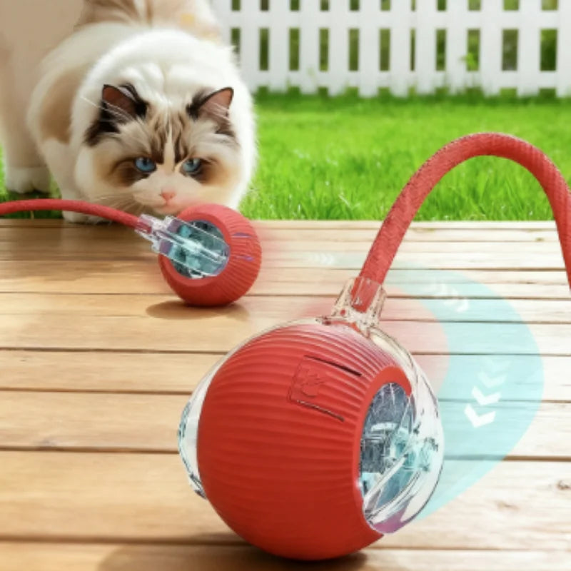 New Automatic Interactive Cat Ball Toy Rechargeable Smart Electric Rolling Ball with Faux Tail for Dog and Cat Training