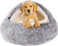 2-in-1 Plush Cave & Round Dog Bed — Zip-Off Cover